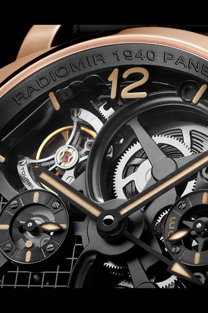 PANERAI PAM00559 LO SCIENZIATO RADIOMIR 1940 TOURBILLON GMT ORO ROSSO 48mm|ロ シェンツィアート ラジオミール 1940 トゥールビヨン GMT オロロッソ 48mm <strong>ロ シェンツィアート-ラジオミール 1940トゥールビヨン GMT オロロッソ-48mm</strong><br />ケース|18Kレッドゴールド<br />直径|48mm<br />ムーブメント|手巻き(Cal.P.2005/S)<br />振動数|2万8800振動/時<br />パワーリザーブ|約144時間<br />防水|5気圧<br />発売時期|2015年冬予定