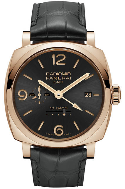 PANERAI PAM00624 RADIOMIR 1940 10 DAYS GMT AUTOMATIC ORO ROSSO 45mm|パネライ ラジオミール 1940 10デイズ GMT オートマティック オロロッソ 45mm <strong>ラジオミール 194010デイズ GMT オートマティック オロロッソ 45mm</strong>ケース|レッドゴールド直径|45mmムーブメント|手巻き(Cal.P2003/10)振動数|2万8800振動/時パワーリザーブ|約192時間(約10日間)防水|5気圧機能|ロングパワーリザーブ、昼夜表示付きGMT機構、秒針ゼロリセット機構発売時期|2015年冬予定価格|453万6000円