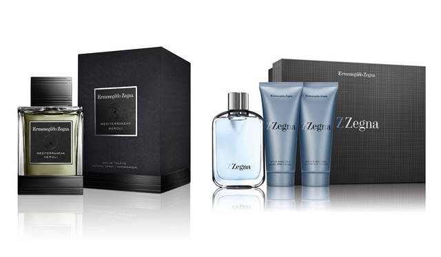 <strong>aramis｜アラミス</strong><br />左／「エッセンツェ エルメネジルド ゼニア メディタレニアン ネロリ オーデ トワレ スプレィ」2万8080円[125ml] （11月27日（金）店頭限定発売）、右／「ジー ゼニア デラックス セット」1万2960円（11月27日（金）数量限定発売）