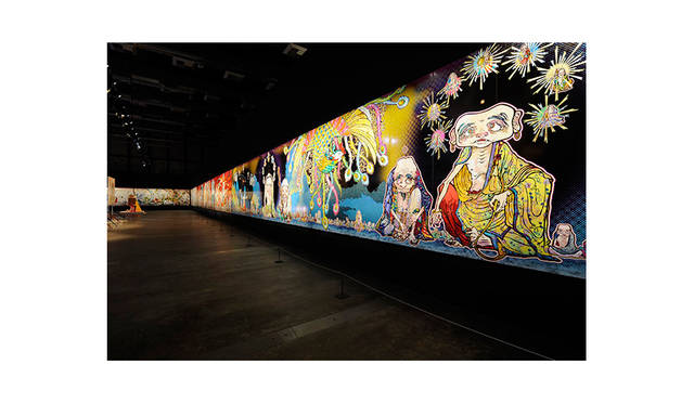 村上 隆 「五百羅漢図」（部分） 2012 年 個人蔵<br>展示風景:「Murakami - Ego」アル・リワーク展示ホール、ドーハ、2012 年 撮影: GION<br>©2012 Takashi Murakami/Kaikai Kiki Co., Ltd. All Rights Reserved.