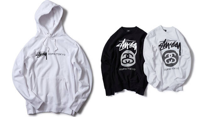 <strong>ESTNATION｜エストネーション</strong><br />SOPH. POP-UP STORE at ESTNATION Roppongi Hills　左／「STÜSSY×SOPHNET. SOPH.TOKYO Hoodie」（COTTON SHEEP BACK・S～XL）1万7280円、「STÜSSY×SOPHNET. Stock Link Crew」（COTTON SHEEP BACK・S～XL）各1万6200円