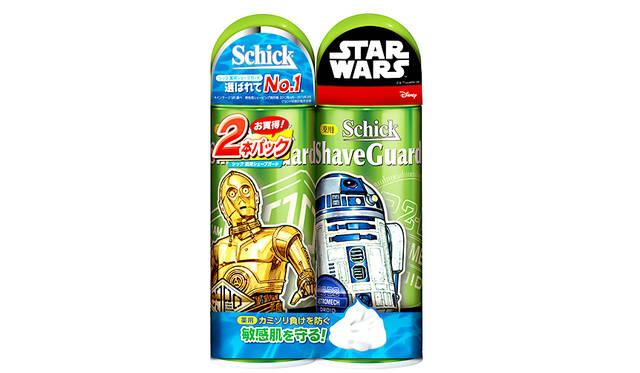 肌を優しく保護し、カミソリ負けを防ぐシェービングフォームにも限定デザイン缶が登場　価格｜オープン　内容量｜200g×2本<br>© & TM Lucasfilm Ltd.