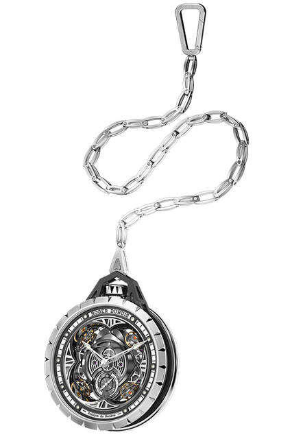 <strong>エクスカリバー スパイダー<br />ポケットタイム インストルメント</strong><br />ケース｜チタン<br />直径｜60mm<br />厚さ｜19.6mm<br />ムーブメント｜手巻き（RD101）<br />振動数｜2万8800振動／時☓4<br />パワーリザーブ｜約40時間<br />機能｜クァトゥール機構、パワーリザーブ表示<br />限定数｜28個<br />発売時期｜未定<br />価格｜5820万円（税別）<br />