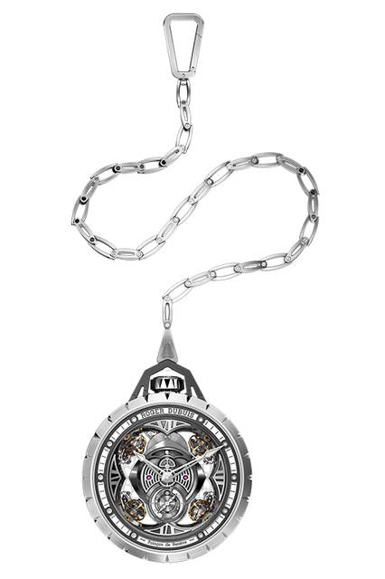 <strong>エクスカリバー スパイダー<br />ポケットタイム インストルメント</strong><br />ケース｜チタン<br />直径｜60mm<br />厚さ｜19.6mm<br />ムーブメント｜手巻き（RD101）<br />振動数｜2万8800振動／時☓4<br />パワーリザーブ｜約40時間<br />機能｜クァトゥール機構、パワーリザーブ表示<br />限定数｜28個<br />発売時期｜未定<br />価格｜5820万円（税別）<br />