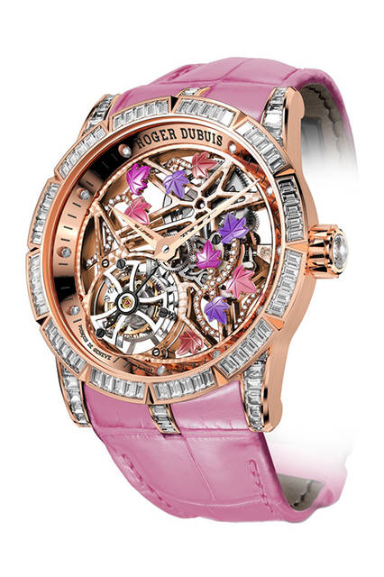 <strong>エクスカリバー ブロセリアンド</strong><br />ケース｜ローズゴールド<br />直径｜42mm<br />厚さ｜11.66mm<br />ムーブメント｜手巻き（RD01SQ）<br />振動数｜2万1600振動／時×2<br />パワーリザーブ｜約50時間<br />防水｜3気圧<br />機能｜フライングトゥールビヨン、スケルトン<br />限定数｜3個<br />発売時期｜未定<br />価格｜3600万円（税抜）<br />