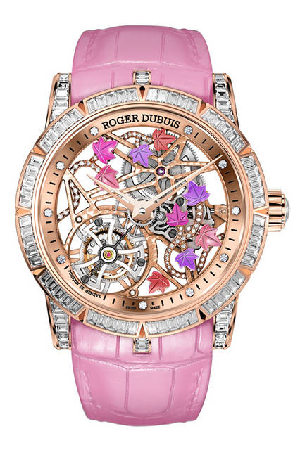 <strong>エクスカリバー ブロセリアンド</strong><br />ケース｜ローズゴールド<br />直径｜42mm<br />厚さ｜11.66mm<br />ムーブメント｜手巻き（RD01SQ）<br />振動数｜2万1600振動／時×2<br />パワーリザーブ｜約50時間<br />防水｜3気圧<br />機能｜フライングトゥールビヨン、スケルトン<br />限定数｜3個<br />発売時期｜未定<br />価格｜3600万円（税抜）<br />