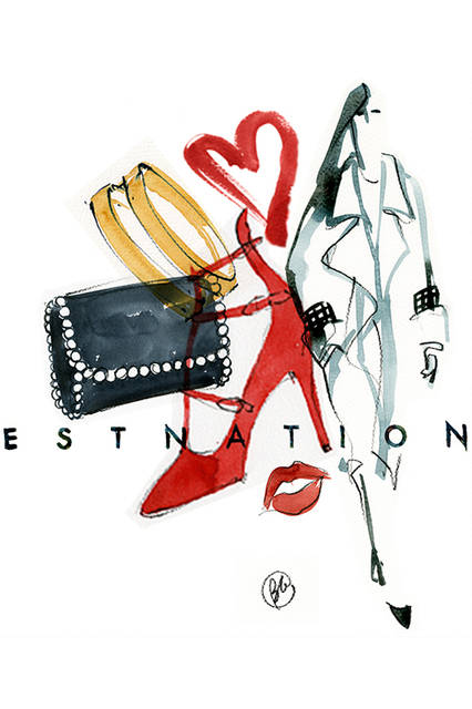 ウィメンズアイテムを描いたグリッツォ氏のイラスト