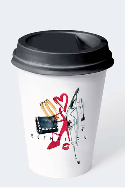 グリッツォ氏のイラストをもちいた、「THE CUPホットチョコレートドリンク」の特別カップ