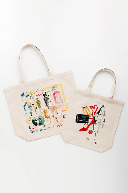 グリッツォ氏のイラストを配したキャンバスバッグ