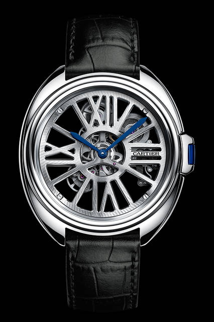 <strong>クレ ドゥ カルティエ オートマティック スケルトン </strong><br />ケース｜パラジウム950<br />直径｜41mm<br />厚さ｜11.45mm<br />ムーブメント｜自動巻き（Cal.9621MC）<br />ストラップ｜アリゲーター<br />防水｜日常生活<br />発売｜2016年4月予定<br />価格｜未定<br /><br />Laziz Hamani © Cartier 2015