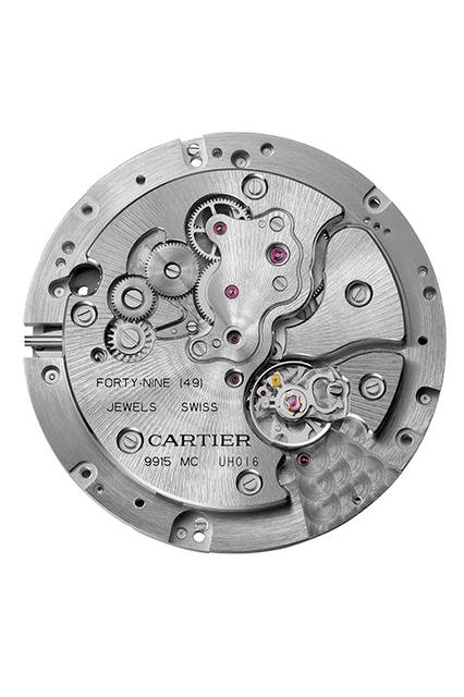 <strong>パンテール　エ コリブリ ウォッチ</strong><br /> ケース｜ロジウム加工18Kホワイトゴールド、314個のブリリアントカットダイヤモンドをセット<br /> 直径｜42.75mm<br /> 厚さ｜11.4mm<br /> ムーブメント｜手巻き（Cal.9915MC）<br /> 機能｜パワーリザーブ表示（３時位置のリューズを押すと、子豹が現れ、蜂鳥がゼンマイの残量に応じて12時方向へ移動）<br /> ストラップ｜アリゲーター<br /> 防水｜日常生活防水<br /> 価格｜■■万■■円（税込み）<br />