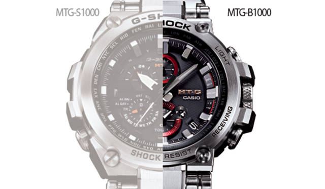 <strong>日本人の腕に、よりフィットするケースサイズ</strong> <br />外装構造のパーツのリサイズと組み合わせの再構成により、従来モデル（MTG-S1000）と比べ、ケースサイズは縦2.8mm、横1.8mm、厚さ1.1mmの小型化に成功した「MTG-B1000」。このダウンサイズにより、日本人の腕に、完璧にフィットするようになった。スーツスタイルに合わせるアイテムとしても活躍することは間違いない。