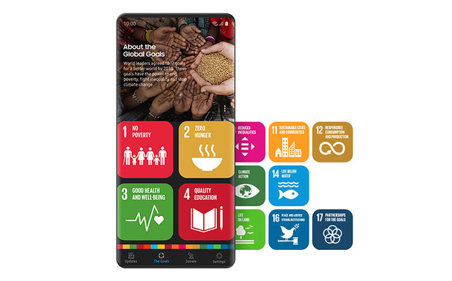 Galaxyのスマートフォン用SDGsアプリ「THE GLOBAL GOALS」 Galaxyのスマートフォン用SDGsアプリ「THE GLOBAL GOALS」