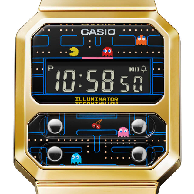 パックマンとコラボレーションしたレトロなデジタルウオッチ「A100WEPC」｜CASIO