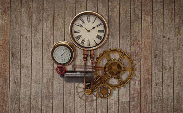 スチームパンクの世界観を表現。蒸気機関を彷彿とさせるウォールクロック｜DESIGN