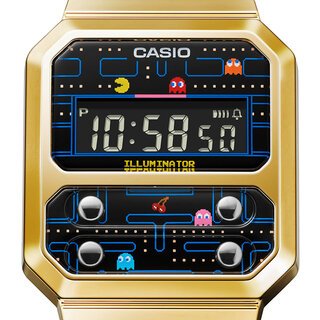 パックマンとコラボレーションしたレトロなデジタルウオッチ「A100WEPC」|CASIO