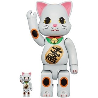 NY@BRICK 招き猫 白メッキ 100％ & 400％｜MEDICOM TOY