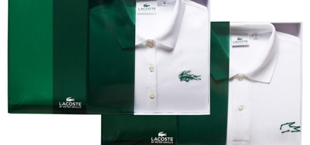 ラコステホワイトポロシャツピーターサヴィルPeter Saville 変わりワニ LACOSTE｜80周年記念、ピーター・サヴィルが描く80匹の