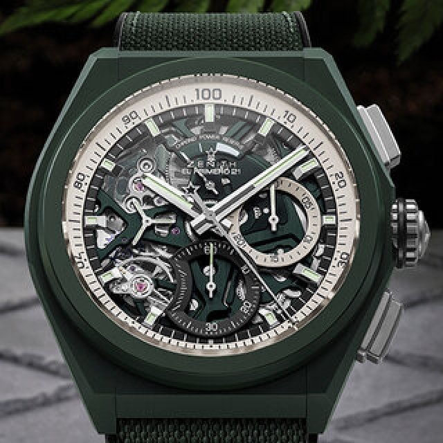 都会的なデザインにカーキグリーンを合わせた新作「デファイ エル・プリメロ 21 アーバン ジャングル」｜ZENITH