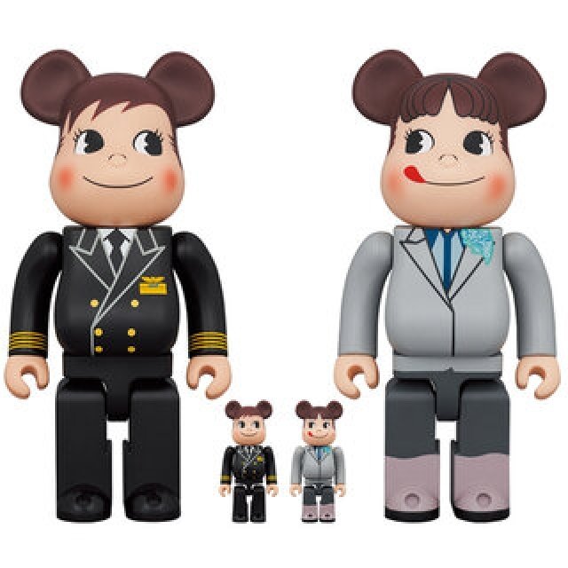 ＜ANAオリジナル＞BE@RBRICK for ANA CAPTAIN ポコちゃん & CA10代目 ペコちゃん 100％ & 400％ 4体セット｜MEDICOM TOY