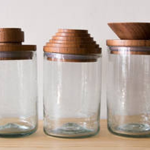 木部に幾何学的な装飾を施したメキシコ製キャニスター ｜Lagos Del Mundo