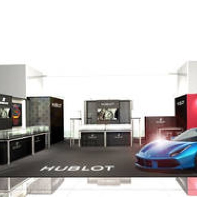 フェラーリが展示されるラグジュアリーなウブロのポップアップブティック｜HUBLOT