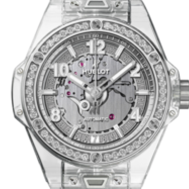 女性向けシースルーモデル「ビッグ・バン ワンクリック サファイア ダイヤモンド」｜HUBLOT