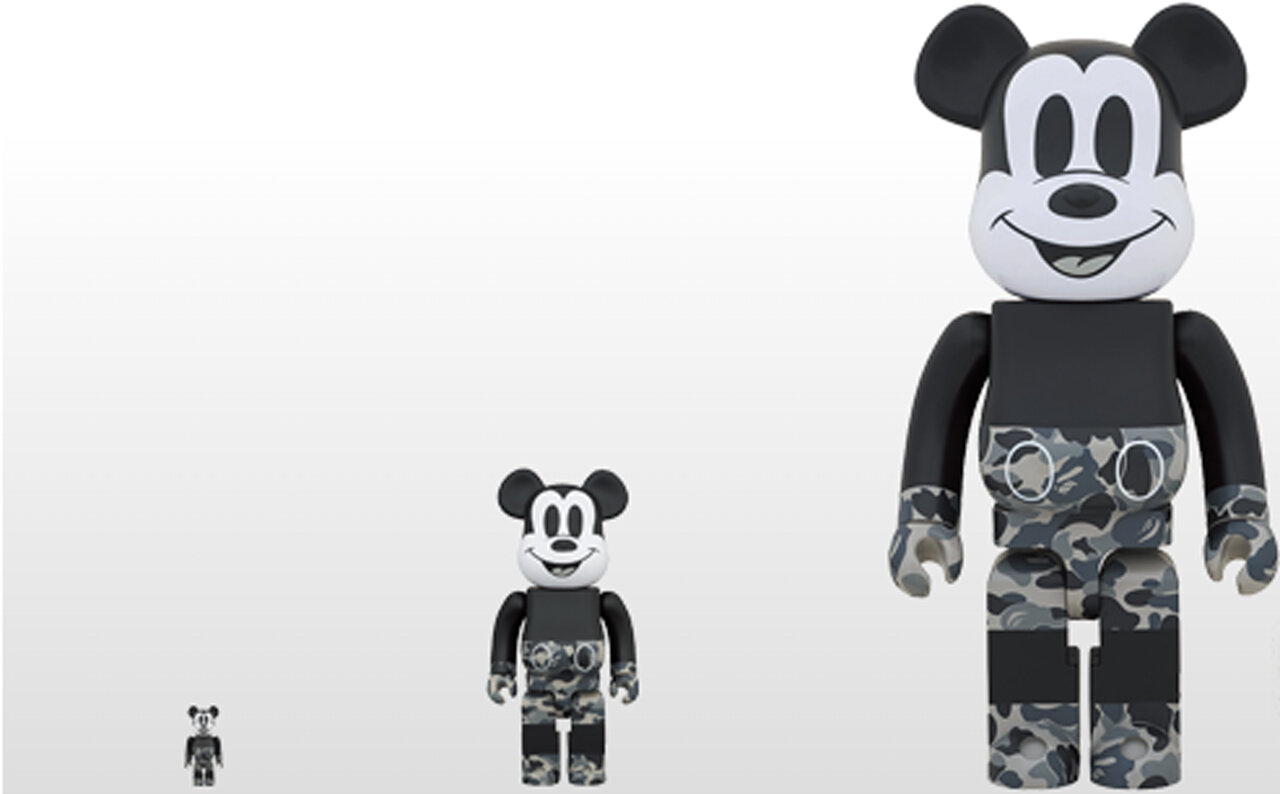 BE@RBRICK BAPE(R) MICKEY MOUSE MONOTONE Ver. 100% & 400% / 1000%