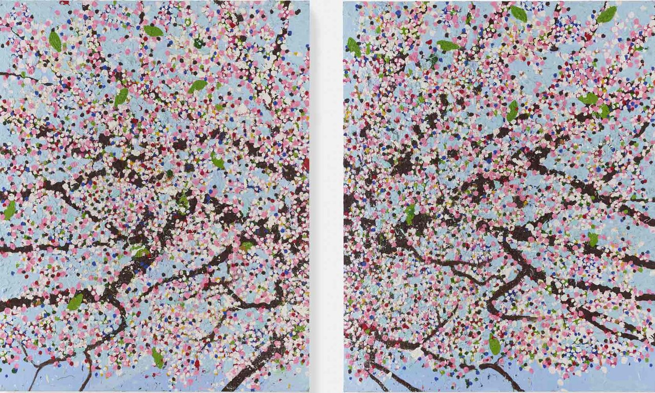 “桜”を描いた最新作を公開。ダミアン・ハースト個展がパリで開催｜ART