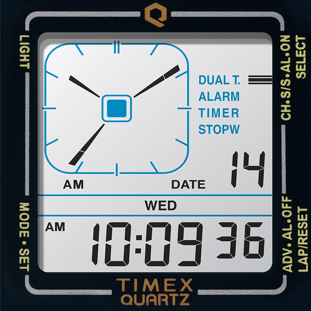 1980年代のデジタルアナログウオッチ復刻モデル「Q TIMEX Reissue Digital LCA」|TIMEX