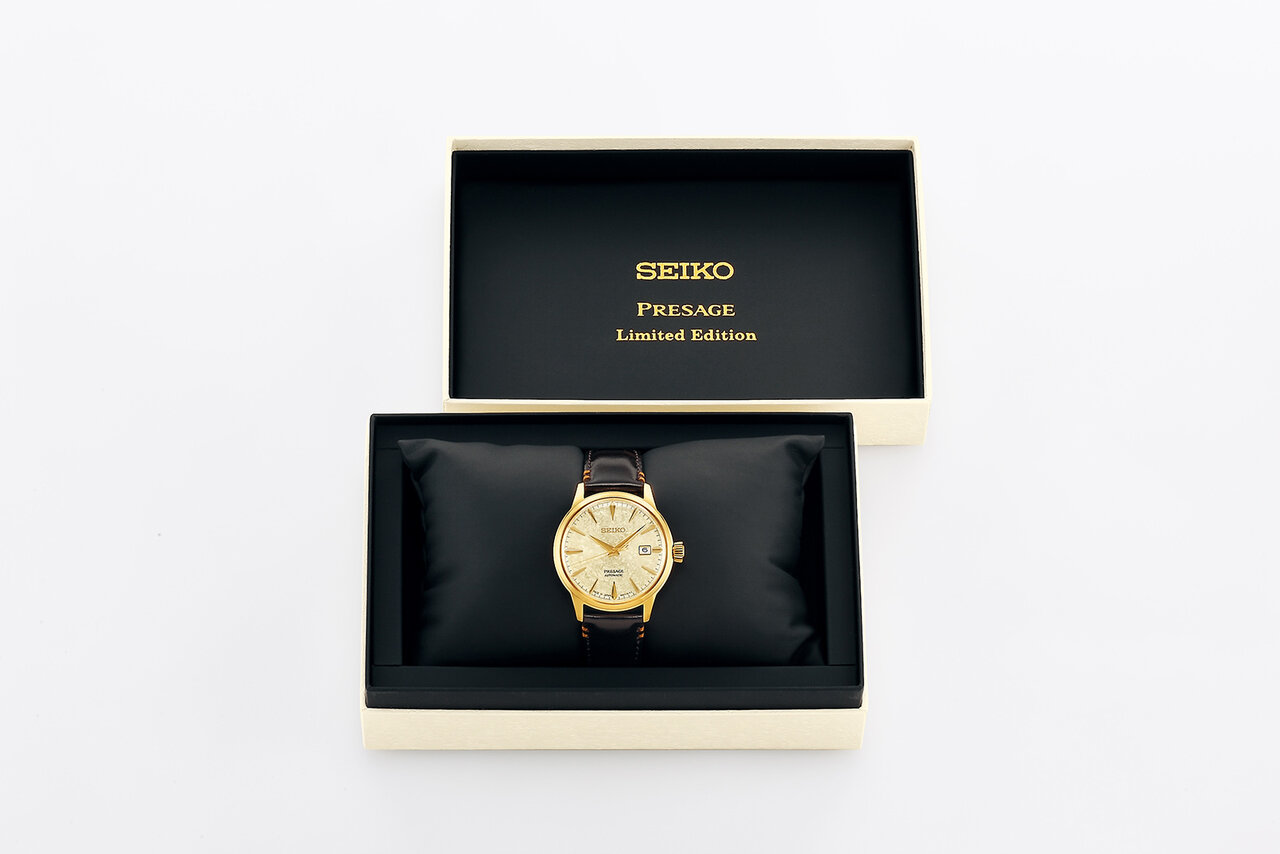 東京銀座の老舗バーが考案した黄金色に輝くカクテルレシピを艷やかな文字盤で表現|SEIKO