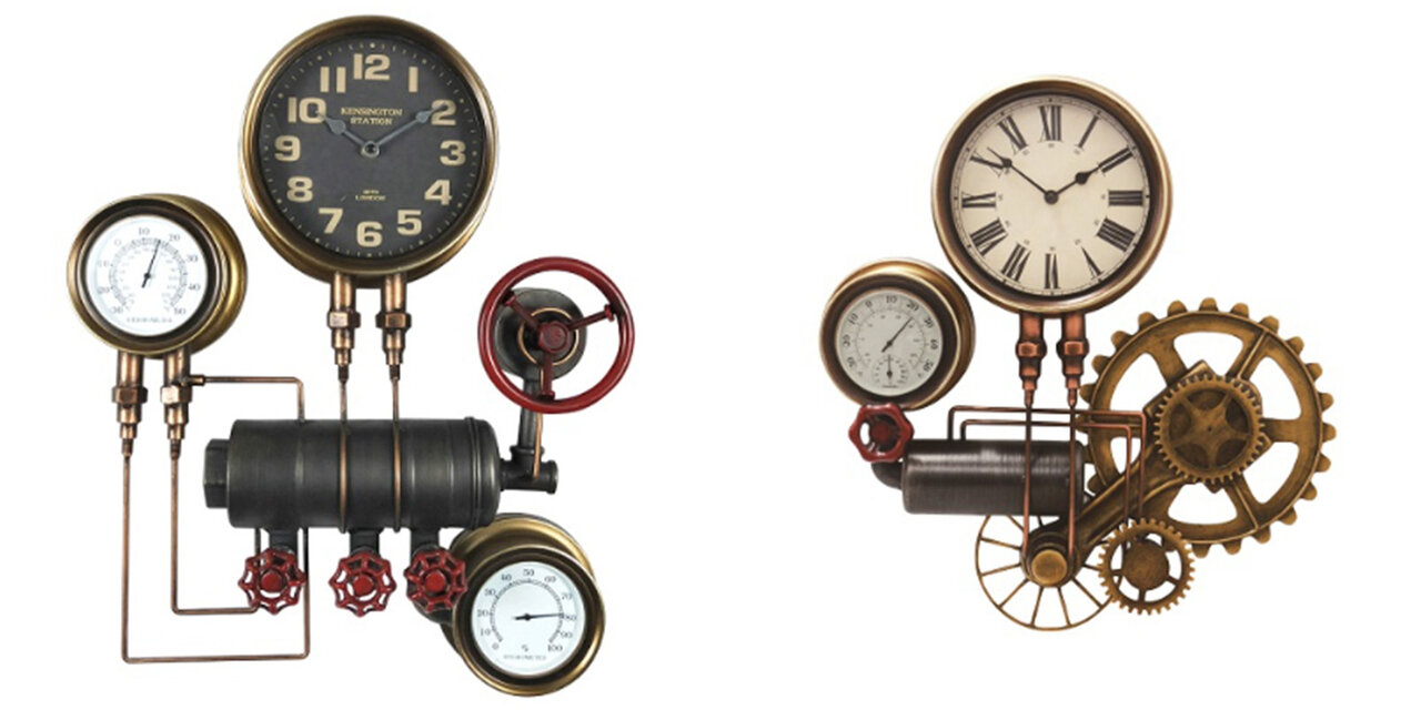 スチームパンクの世界観を表現。蒸気機関を彷彿とさせるウォールクロック｜DESIGN