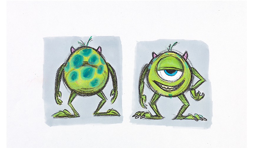 リッキー・ニエルヴァ｜≪マイク：色彩の習作≫｜『モンスターズ・インク』（2001年）｜マーカー、鉛筆／フォトコピー｜©Disney/Pixar