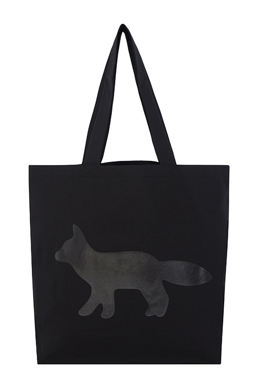 Black-cotton-tote-bag-with-a-black-fox-print-7000円
