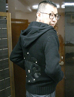 LUX HOODED Zip Front<br>Cashmere100%+Hood cotton100%