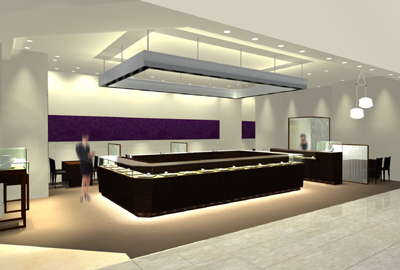 ジュエリー選びにぴったりな<br />落ち着きのある空間