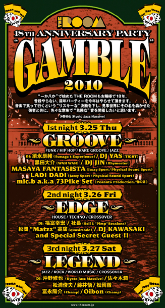 “GAMBLE” THE ROOM 18th ANNIVERSARY PARTY